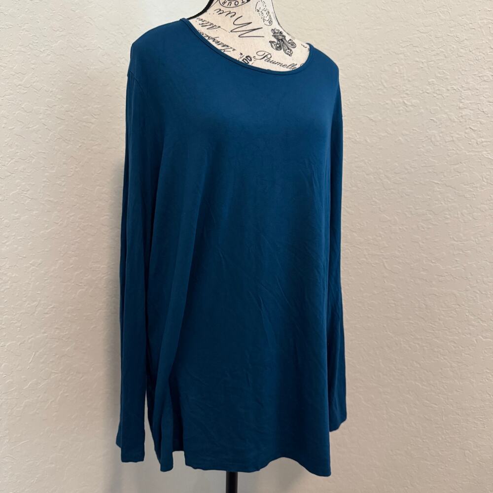 Chico's Ultimate Tee Blue Long Sleeve Scoop Neck Knit Top Shirt Size 4 XXL 20/22